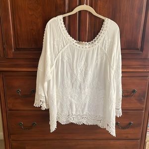 Democracy White Embroidered Blouse